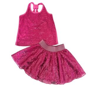 Lipstik Girls Pink Sequin Skirt and Tank Top 3T